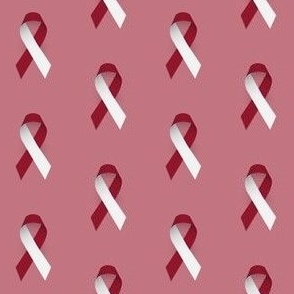 Head and Neck Cancer Ribbon, Head and Neck Cancer Awareness Ribbon on White, White and Burgundy Cancer Ribbon, Ribbon