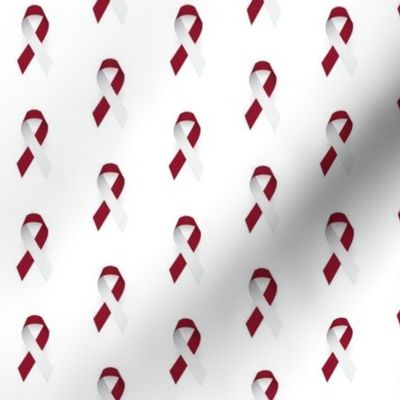 Head and Neck Cancer Ribbon, Head and Neck Cancer Awareness Ribbon on White, White and Burgundy Cancer Ribbon, Ribbon, BG