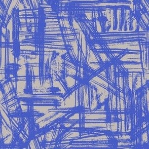 Brush Strokes -  Small Scale - Periwinkle and Beige Abstract Geometric Artsy lines