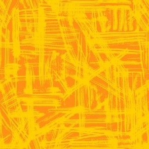 Brush Strokes -  Small Scale - Bold Yellow on Orange Abstract Geometric Dopamine Rush Artsy Lines