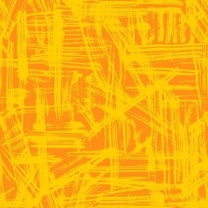 Brush Strokes -  Medium Scale - Bold Yellow on Orange Abstract Geometric Dopamine Rush Artsy Lines