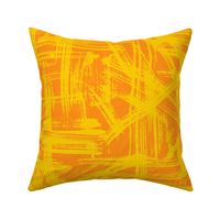 Brush Strokes -  Large Scale - Bold Yellow on Orange Abstract Geometric Dopamine Rush Artsy Lines