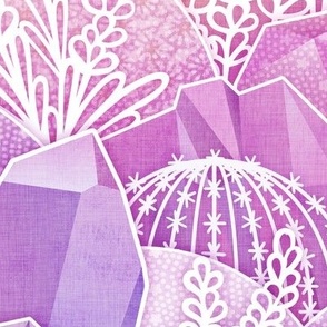 Crystal Garden- Magical Crystals- Fairytale- Novelty- Kids- Children- Multicolored Nursery Wallpaper- Coral- Pink-Magenta- Rose- Violet- Large