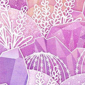 Crystal Garden- Magical Crystals- Fairytale- Novelty- Kids- Children- Multicolored Nursery Wallpaper- Coral- Pink-Magenta- Rose- Violet- Medium