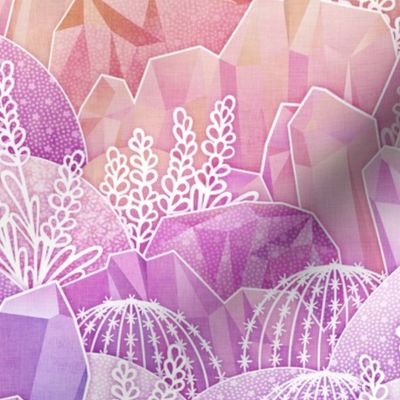 Crystal Garden- Magical Crystals- Fairytale- Novelty- Kids- Children- Multicolored Nursery Wallpaper- Coral- Pink-Magenta- Rose- Violet- Small
