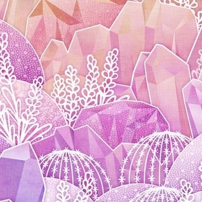 Crystal Garden- Magical Crystals- Fairytale- Novelty- Kids- Children- Multicolored Nursery Wallpaper- Coral- Pink-Magenta- Rose- Violet- Small