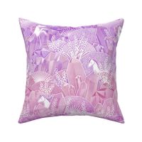 Crystal Garden with Unicorns- Magical Crystals- Whimsical Unicorn- Fairytale- Novelty- Kids- Children- Horses- Pink Nursery Wallpaper- Magenta- Rose- Violet- Purple- Small