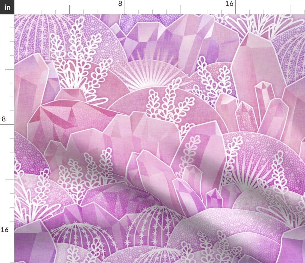 Crystal Garden- Magical Crystals- Fairytale- Novelty- Kids- Children- Pink Nursery Wallpaper- Magenta- Rose- Violet- Barbiecore- Dopamine- Medium