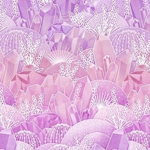 Crystal Garden- Magical Crystals- Fairytale- Novelty- Kids- Children- Pink Nursery Wallpaper- Magenta- Rose- Violet- Barbiecore- Dopamine- sMini