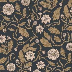 classical floral black and cream brown