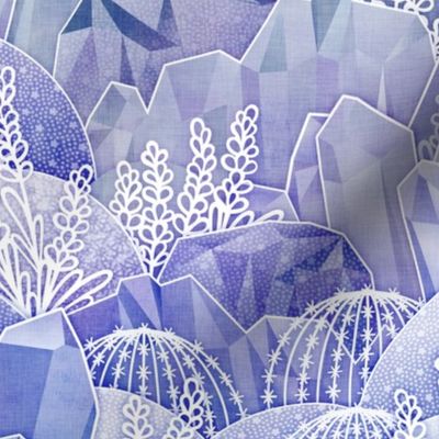 Ice Crystal Garden- Frozen Magical Crystals- Fairytale- Novelty- Kids- Children- Indigo Nursery Wallpaper- Blue- Purple- Lilac- Lavender- Violet- Small