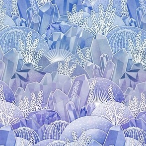 Ice Crystal Garden- Frozen Magical Crystals- Fairytale- Novelty- Kids- Children- Indigo Nursery Wallpaper- Blue- Purple- Lilac- Lavender- Violet- sMini