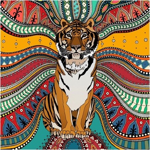 Indian tiger 18 inch pillow panel