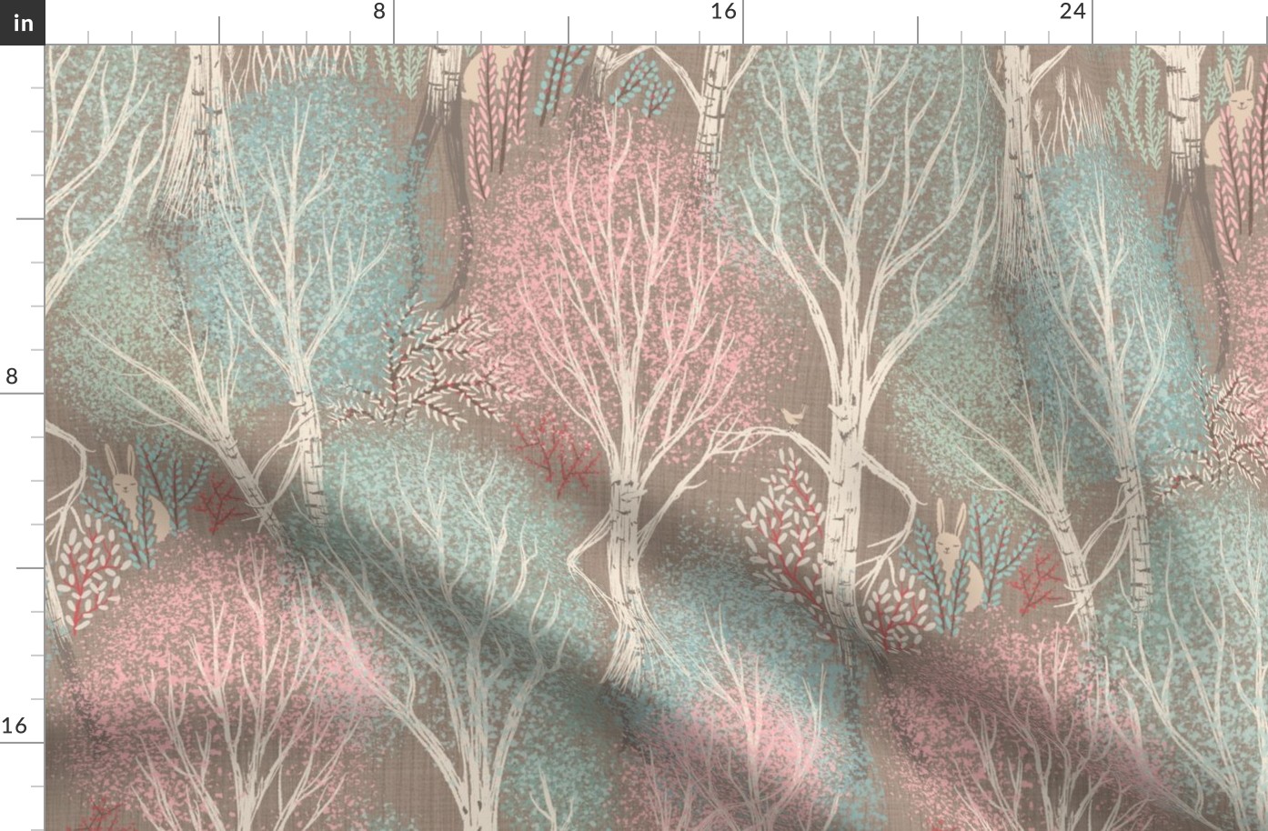 whimsy forest with dancing trees wallpaper- light - large scale