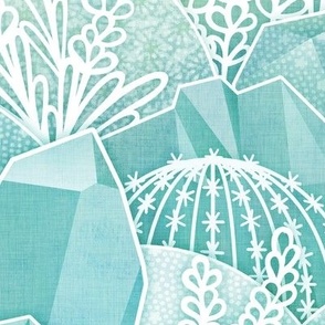 Ice Crystal Garden- Frozen Magical Crystals- Fairytale- Novelty- Kids- Children- Mint Nursery Wallpaper- Gender Neutral- Turquoise- Green- Blue- Large