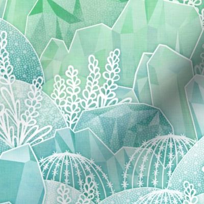 Ice Crystal Garden- Frozen Magical Crystals- Fairytale- Novelty- Kids- Children- Mint Nursery Wallpaper- Gender Neutral- Turquoise- Green- Blue- Small