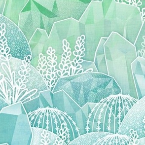 Ice Crystal Garden- Frozen Magical Crystals- Fairytale- Novelty- Kids- Children- Mint Nursery Wallpaper- Gender Neutral- Turquoise- Green- Blue- Small
