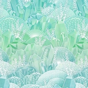 Ice Crystal Garden- Frozen Magical Crystals- Fairytale- Novelty- Kids- Children- Mint Nursery Wallpaper- Gender Neutral- Turquoise- Green- Blue- sMini