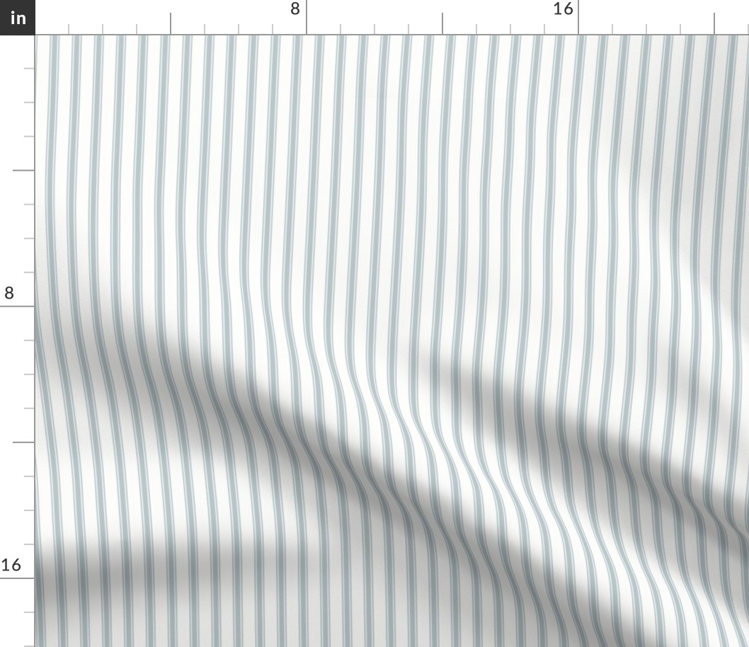 Ticking Stripe: Gray Blue & White Modern Pillow Ticking Stripe