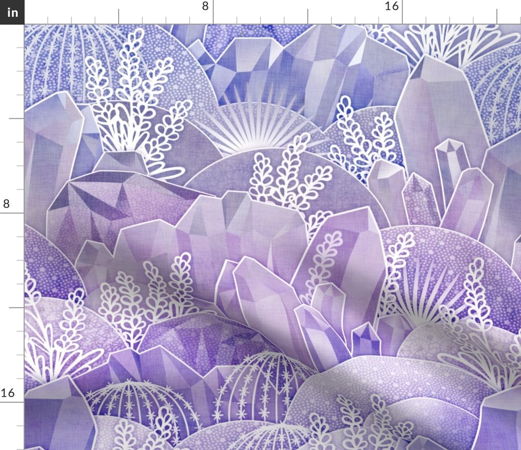 Ice Crystal Garden- Frozen Magical Crystals- Fairytale- Novelty- Kids- Children- Purple Nursery Wallpaper- Lilac- Lavender- Violet- Medium