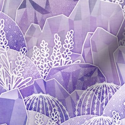 Ice Crystal Garden- Frozen Magical Crystals- Fairytale- Novelty- Kids- Children- Purple Nursery Wallpaper- Lilac- Lavender- Violet- Small