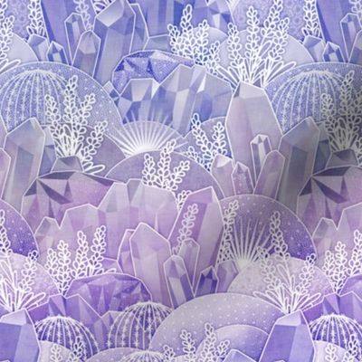 Ice Crystal Garden- Frozen Magical Crystals- Fairytale- Novelty- Kids- Children- Purple Nursery Wallpaper- Lilac- Lavender- Violet- sMini