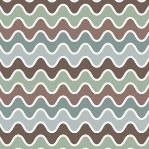 Sage/Brown Groovy Wavy Zig Zags: Medium  (Coffee Collection)