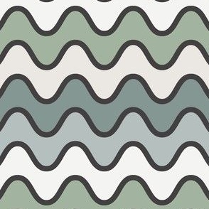 Sage Groovy Wavy Zig Zags: Large  (Coffee Collection)