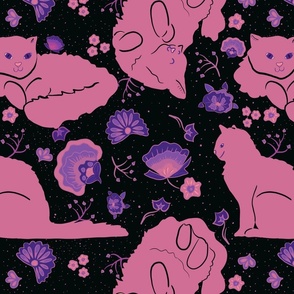 Pink and Purple Floral Cats