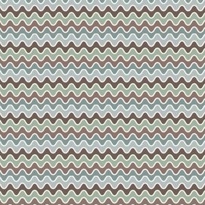 Sage/Brown Groovy Wavy Zig Zags: Extra Small (Coffee Collection)