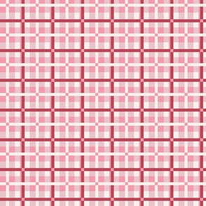 Medium Pastel Pink and Dark Rose Red Tartan