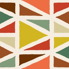 Large Geometric Triangle Pattern - retro colors