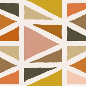 Large Geometric Triangle Pattern - Desert Colors