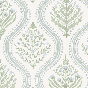 Large Monticello Custom Not Roots Green and Blue on Cream copy