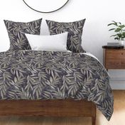 Textured Leaves - Liquorice Black, Natural, Beige