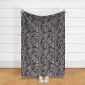 Textured Leaves - Liquorice Black, Natural, Beige