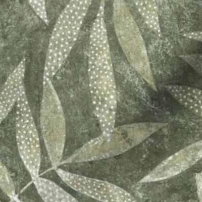 Textured Leaves - Sage Green/Grey