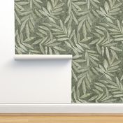 Textured Leaves - Sage Green/Grey