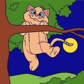 Cat climbing a tree 