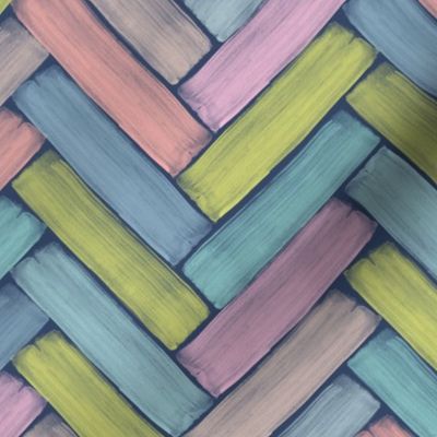 Brushed Herringbone Chevron_Rainbow Chalk DK