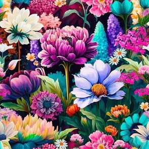 bold full color flower garden