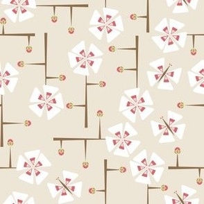 Mid Mod Cherry Blossoms / Wedding / Geometric / Hanami / Beige Pink / Small
