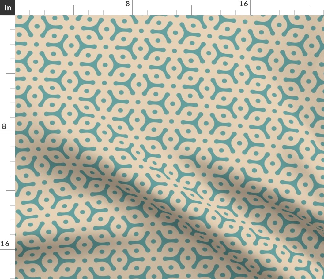 Georgia small geometric floral - teal, tan