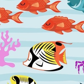 Happy Sea Life, tropical fish pattern