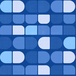 Blue Shapes Linen Large Scale