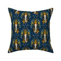 Mermaid underwater art nouveau mustard dark blue 6 inch