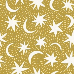 Stars and moon. Fawn background. 