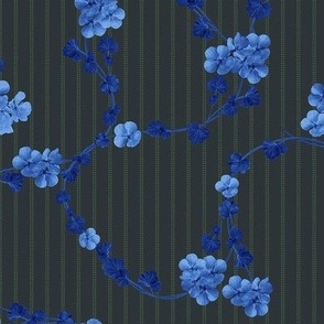 Geranium Sky - Mini / Midnight & Woodland Stripe