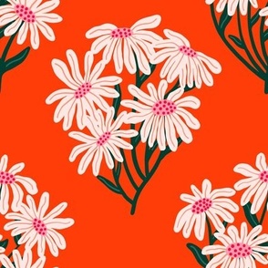 Daisy Bouquet Bunch of Flowers- Vibrant Orange (Large)