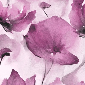 Flower Loose Abstract Watercolor Floral Pattern In Purple  Pink